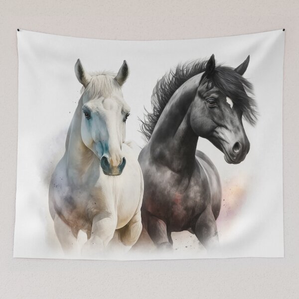 Item preview, Black and White Beautiful Horses Wall Art Home Decor Painting Artwork  designed and sold by adlydesigns.