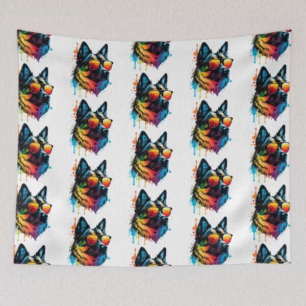 Item preview, German Shepherd dog - Colorful paint dripping art designed and sold by WECreations.