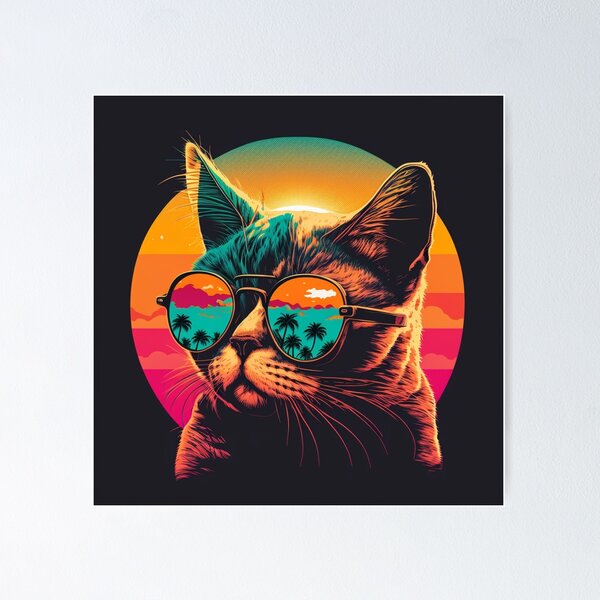 AIUSKS Cat Sunglasses Purple Pastel Aesthetic Profile Poster