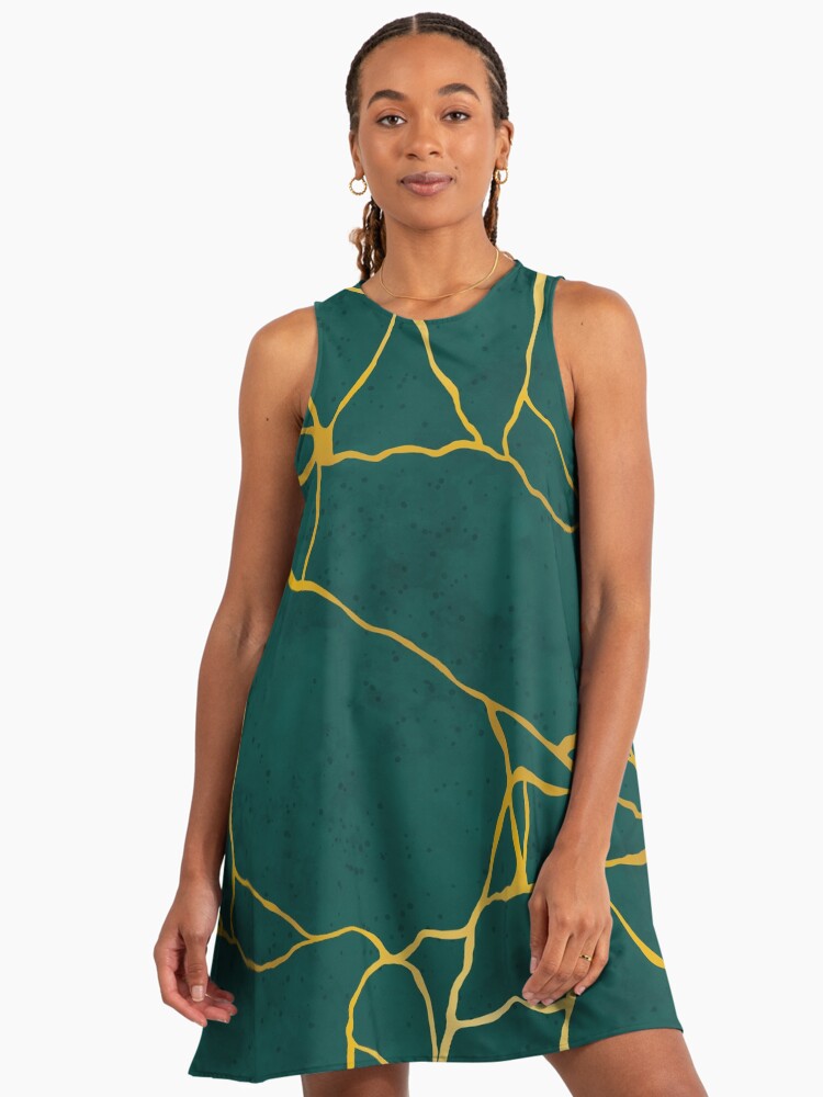 Emerald Green Kintsugi " A-Line Dress for Sale by hellcom | Redbubble