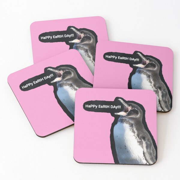 Item preview, Galapagos Penguin Earth Day (Pink #F699CD background) designed and sold by SBPenguins.