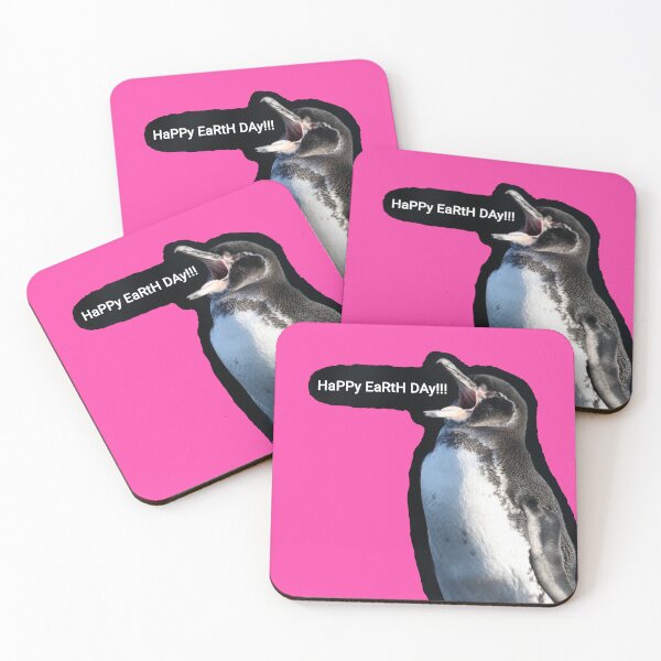 Item preview, Galapagos Penguin Earth Day (Fuchsia #FC46AA background) designed and sold by SBPenguins.