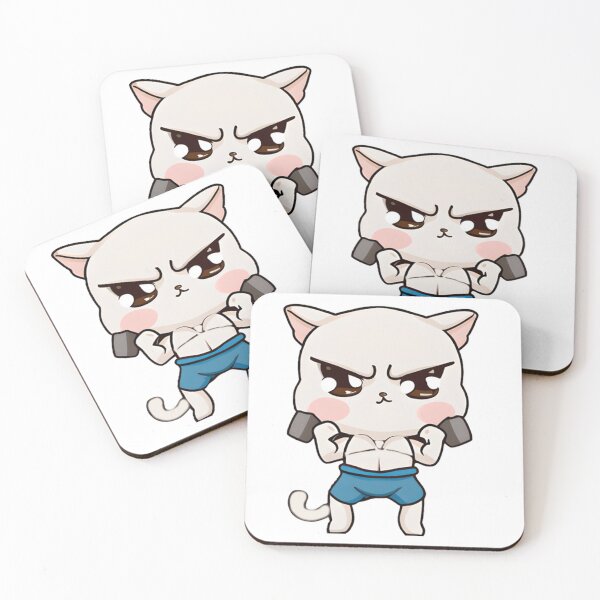 Item preview, Kawaii Bodybuilder Cat Pumping Iron with Determination designed and sold by NathalieRached.
