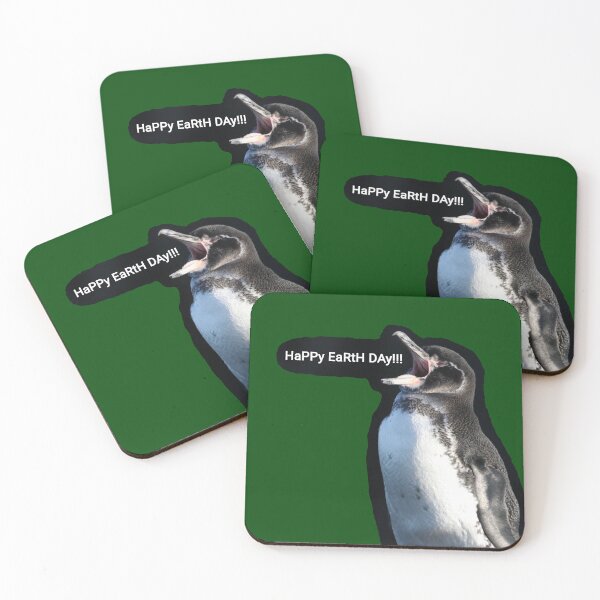 Item preview, Galapagos Penguin Earth Day (Dark Green #014606 background) designed and sold by SBPenguins.