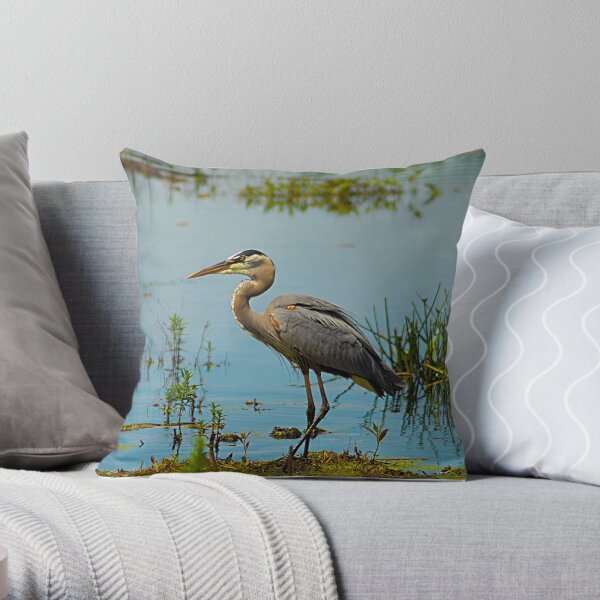 blue heron pillow