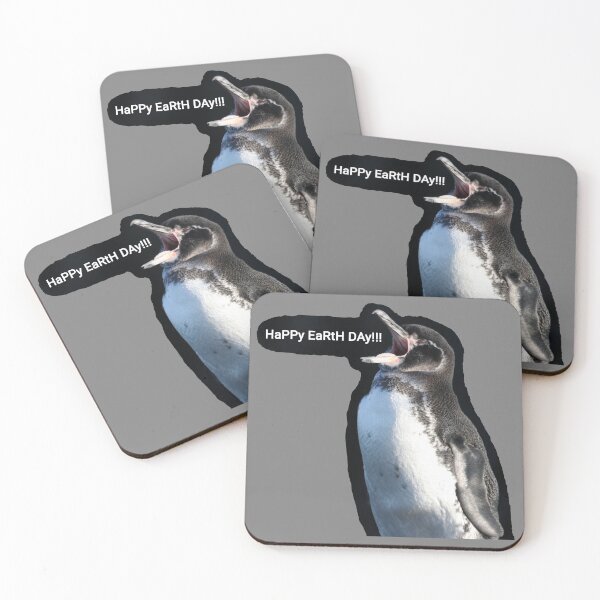Item preview, Galapagos Penguin Earth Day (Grey #808080 background) designed and sold by SBPenguins.