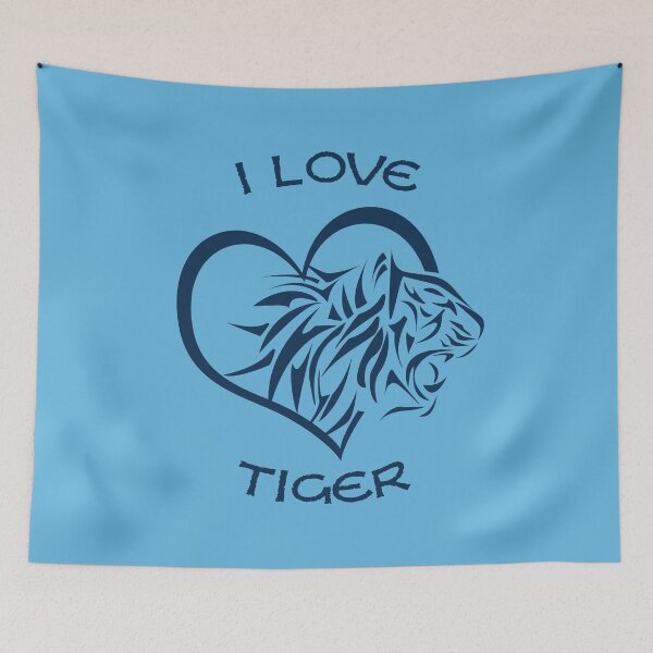 Item preview, A drawn heart with a tiger head and the slogan I Love Tiger designed and sold by velisani.