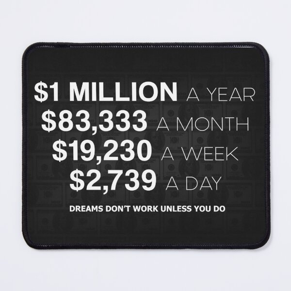 Item preview, 1 Million Dollars A Year Motivational Inspirational Success Entrepreneur Motivation Sign Millionaire Goal designed and sold by SuccessHunters.