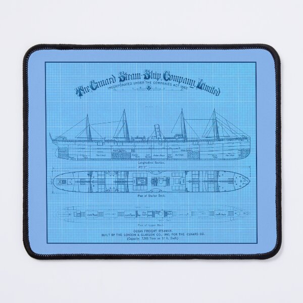 Item preview, Cunard Steamship Company Blueprint Ocean Freight Steamer 1895 designed and sold by Wabojeg.