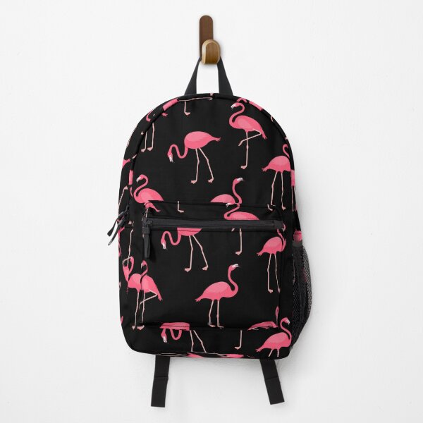 Item preview, Pink Flamingo Pattern on Black designed and sold by KatsCanvas.