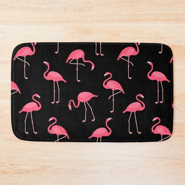 Item preview, Pink Flamingo Pattern on Black designed and sold by KatsCanvas.