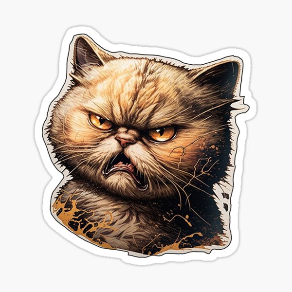 Small And Angry Cute Cat Design | Sticker