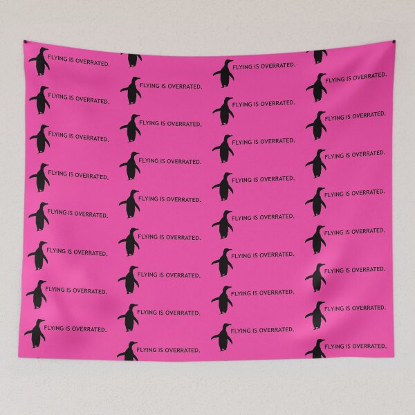 Artikelvorschau, Flying is Overrated Hoiho Penguin (Fuchsia #FC46AA background) entworfen und verkauft von SBPenguins.