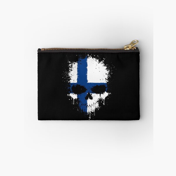Artikelvorschau, Chaotische finnische Flagge Splatter Skull entworfen und verkauft von JeffBartels.