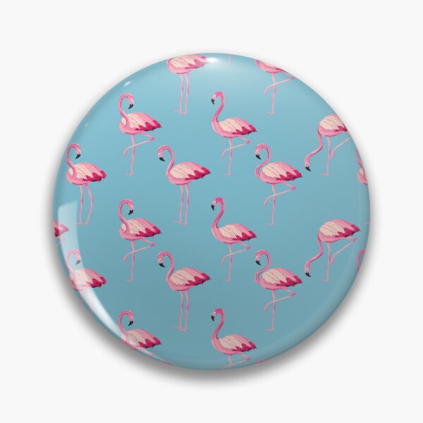 Item preview, Painted Pink Flamingo Pattern on Blue designed and sold by KatsCanvas.