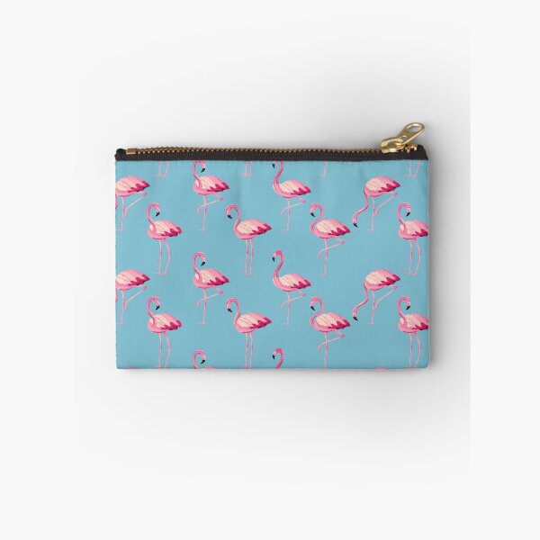 Item preview, Painted Pink Flamingo Pattern on Blue designed and sold by KatsCanvas.