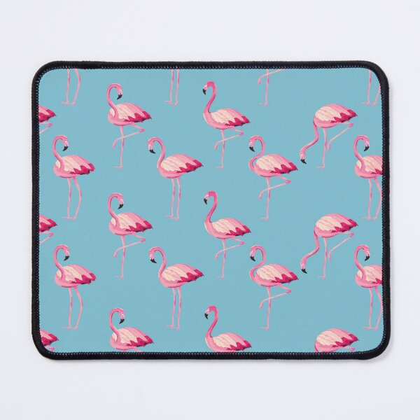 Item preview, Painted Pink Flamingo Pattern on Blue designed and sold by KatsCanvas.