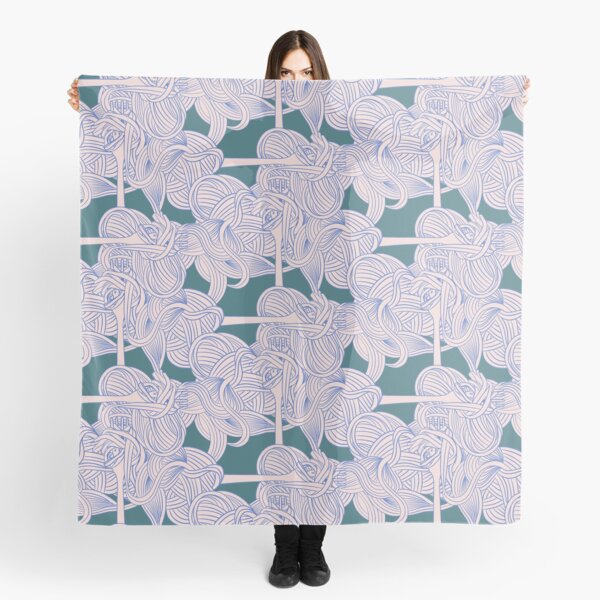 Pink and blue pasta - green background Scarf