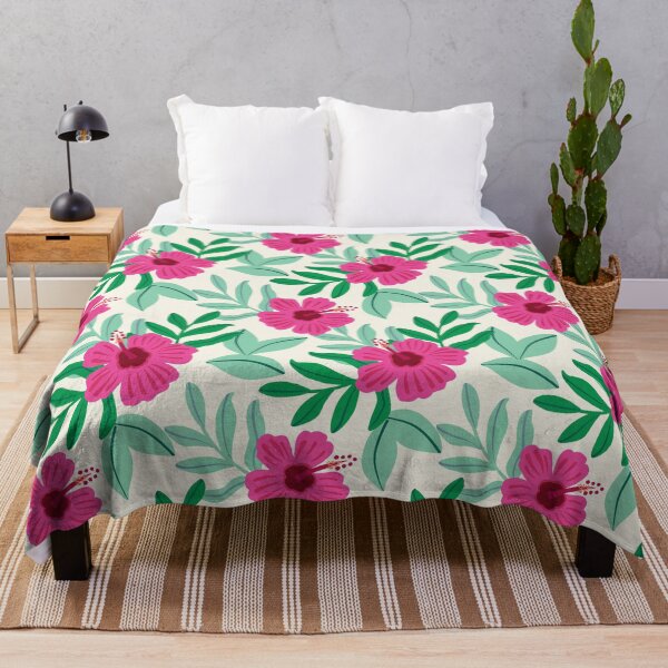 Item preview, Floral pink hibiscus pattern | tropical summer flowers designed and sold by Lindsay Marie Patterns.