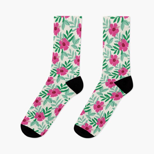 Item preview, Floral pink hibiscus pattern | tropical summer flowers designed and sold by Lindsay Marie Patterns.