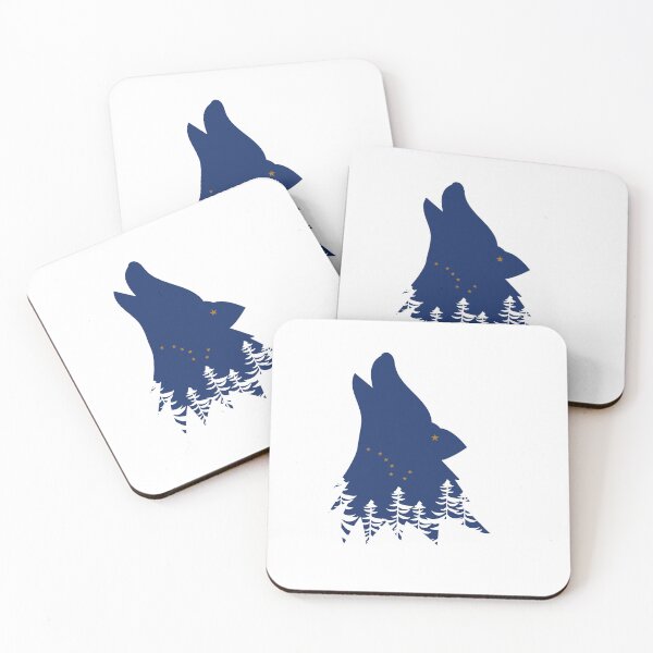 Item preview, Alaska Themed Howling Wolf Silhouette - Alaska State Flag designed and sold by hijackhippo.