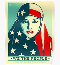 Women's March on Washington Vintage Sticker American Flag Hijab Poster