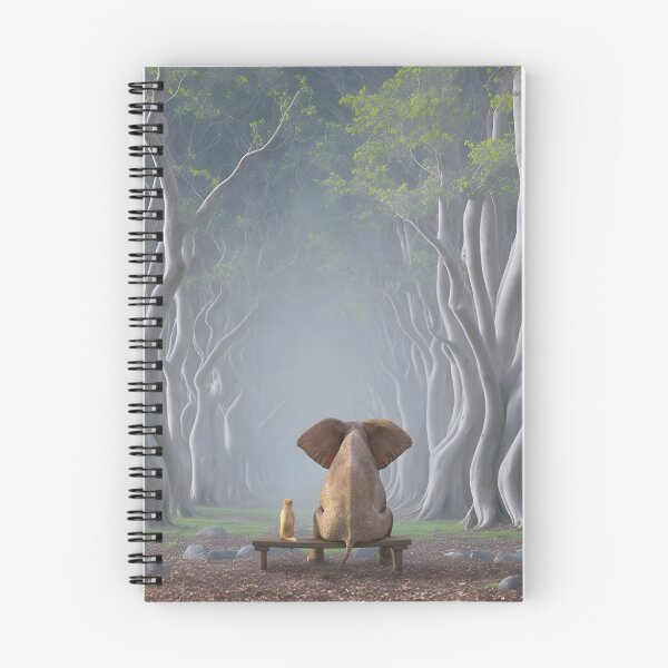 Item preview, elephant and dog sitting on an alley of trees designed and sold by Mike Kiev art.