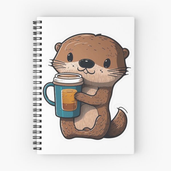 Item preview, Cute Otter Holding Coffee Cup designed and sold by Media-DK.