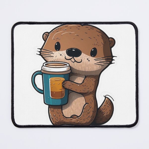 Item preview, Cute Otter Holding Coffee Cup designed and sold by Media-DK.