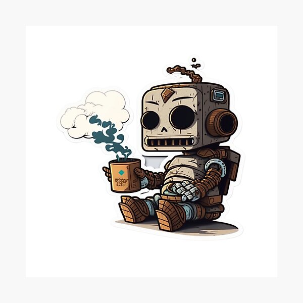 Item preview, Cute Robot Holding Coffee designed and sold by Media-DK.