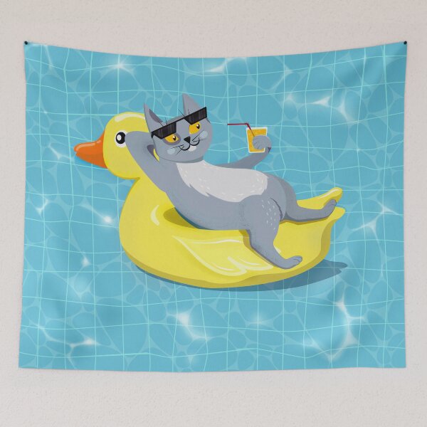 Item preview, Cat chilling in the pool designed and sold by Avisnanna.