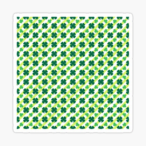 Lucky Clover Pattern Diagonal Lines St Patricks Day Shamrock Sticker