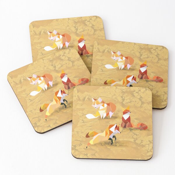 Item preview, trigons, triangles, foxes, animals, red, yellow, white, minimalism, monochrome, sneaking, watching, jumping designed and sold by Maria Mihailova.