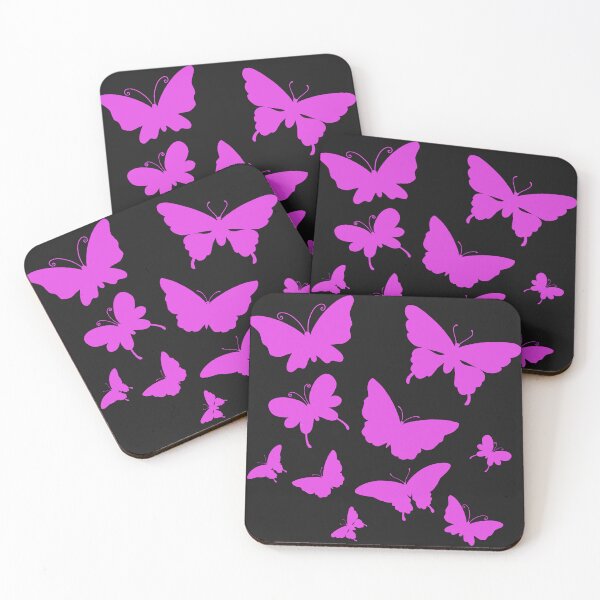 Artikelvorschau, Niedliche Schmetterlingsmuster Magenta auf Schwarz entworfen und verkauft von Chaoticzarts.