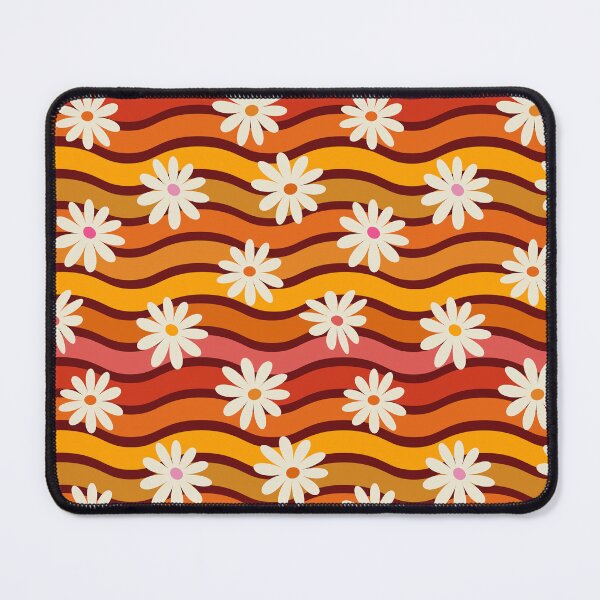 Item preview, Retro Daises Pattern on Groovy Colorful Waves  designed and sold by Yasminepatterns .