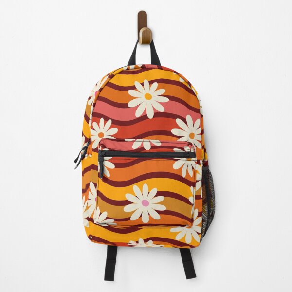 Item preview, Retro Daises Pattern on Groovy Colorful Waves designed and sold by Yasminepatterns .