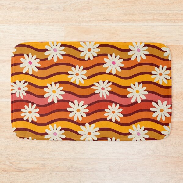 Item preview, Retro Daises Pattern on Groovy Colorful Waves  designed and sold by Yasminepatterns .