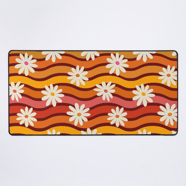 Item preview, Retro Daises Pattern on Groovy Colorful Waves  designed and sold by Yasminepatterns .