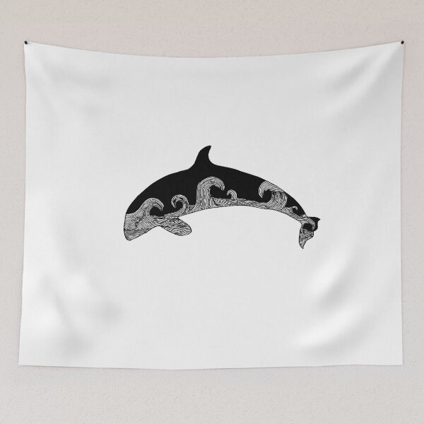 Item preview, Orca line drawing illustration designed and sold by Rachel Bartz.