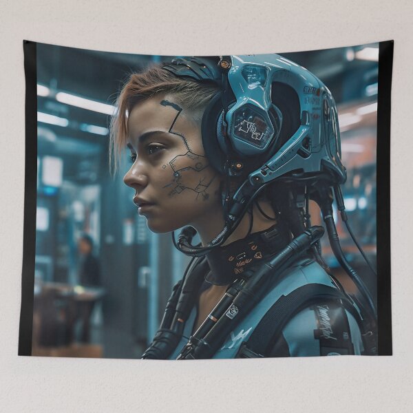 Item preview, Cybernetic meets human in this captivating cyber girl artwork designed and sold by CreationP.