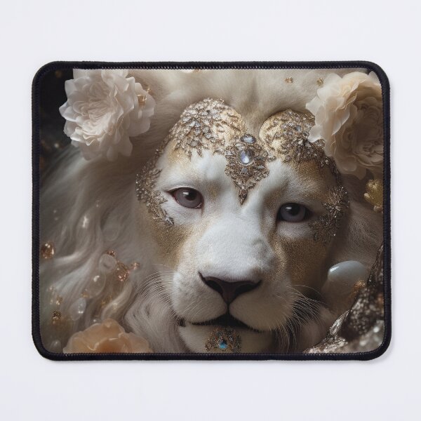 Item preview, White  lion in rose petals designed and sold by ElvishTale.