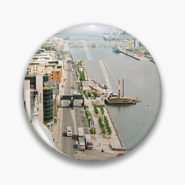 Item preview, River Liffey, IFSC and Dublin Port elevated skyline view designed and sold by dublinprints.