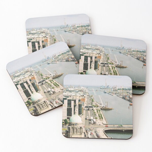 Item preview, River Liffey, IFSC and Dublin Port elevated skyline view designed and sold by dublinprints.