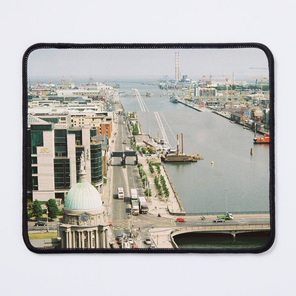 Item preview, River Liffey, IFSC and Dublin Port elevated skyline view designed and sold by dublinprints.