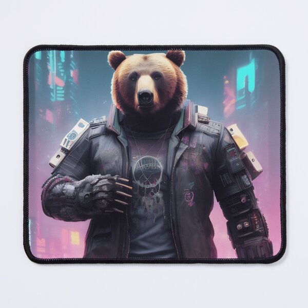 Item preview, Cyberpunk Brown/Grizzly Bear Portrait - Digital Art Painting designed and sold by artezen.