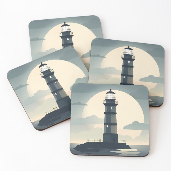 Item preview, Lighthouse with moon illustration designed and sold by randrdesign.
