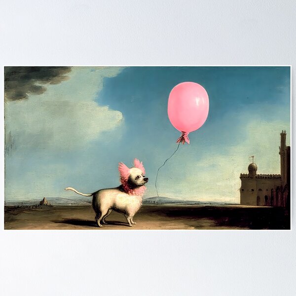 Item preview, Dog and pink balloon dog balloon pink designed and sold by BreimGothe.