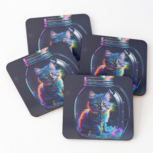 Item preview, A cute and lively cat suddenly appeared in the rainbow-like lights in the galaxy. designed and sold by SurrealAnimals.