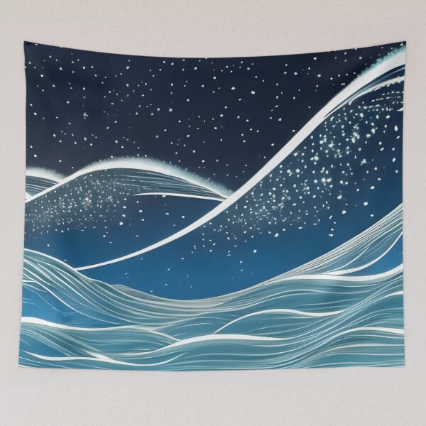 Item preview, Starry Midnight Waves, ink drawing, Ai Generated Art  designed and sold by ACC .