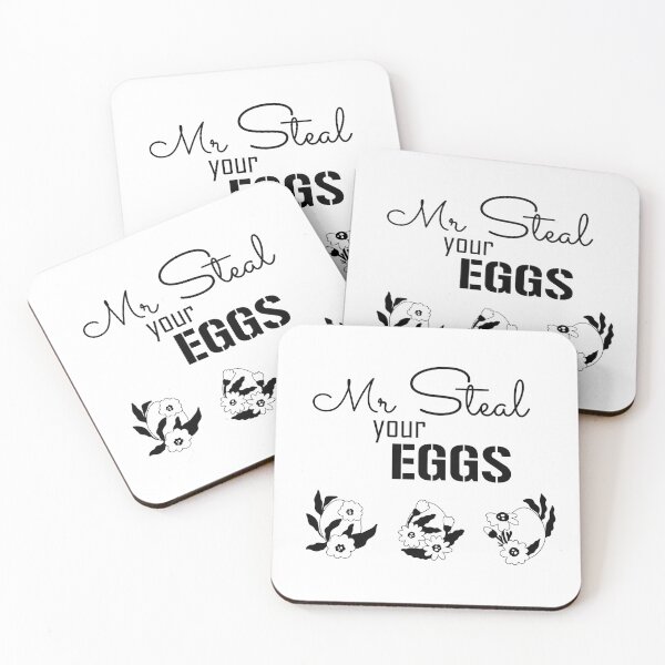 Item preview, Mr Steal your eggs funny (black text and floral eggs) designed and sold by EmeraldeaArt.